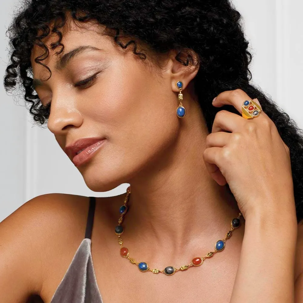 Ancient Gems Multistone Statement Necklace and Triple-Drop Lapis Earrings Set*The Met Store Shop