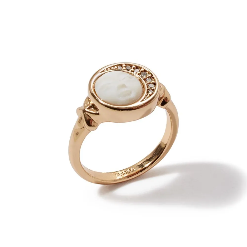 Celestial Symbols Carved Mother-of-Pearl Signet Ring*The Met Store Discount
