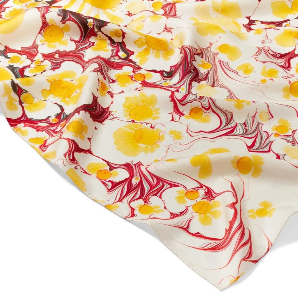 Daisy Garden Marbled Paper Oblong Silk Scarf*The Met Store Clearance