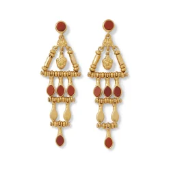 Egyptian Nefer Amulet Red Jasper Chandelier Earrings*The Met Store Clearance