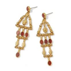 Egyptian Nefer Amulet Red Jasper Chandelier Earrings*The Met Store Clearance