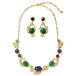 Japanese Imari Collar Necklace and Linear Drop Earrings Set*The Met Store Clearance