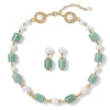 Karavas Gems Large-Bead Aventurine and Pearl Necklace and Drop Earrings Set*The Met Store Outlet