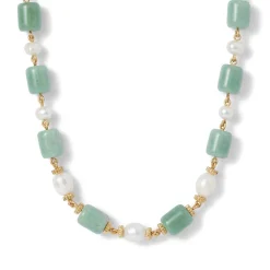 Karavas Gems Large-Bead Aventurine and Pearl Necklace and Drop Earrings Set*The Met Store Outlet