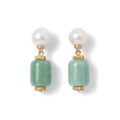 Karavas Gems Large-Bead Aventurine and Pearl Necklace and Drop Earrings Set*The Met Store Outlet