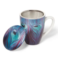 Louis C. Tiffany Peacock Feather Covered Mug with Tea Infuser*The Met Store New