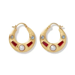 Medieval Stone Crescent Hoop Earrings*The Met Store Cheap