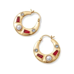 Medieval Stone Crescent Hoop Earrings*The Met Store Cheap
