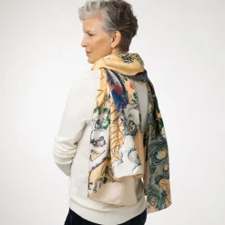 Momoyama Cranes and Flowers Oversize Silk Shawl*The Met Store Hot