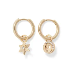 Moon and Star Hoop Earrings*The Met Store Cheap
