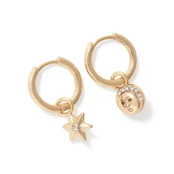 Moon and Star Hoop Earrings*The Met Store Cheap