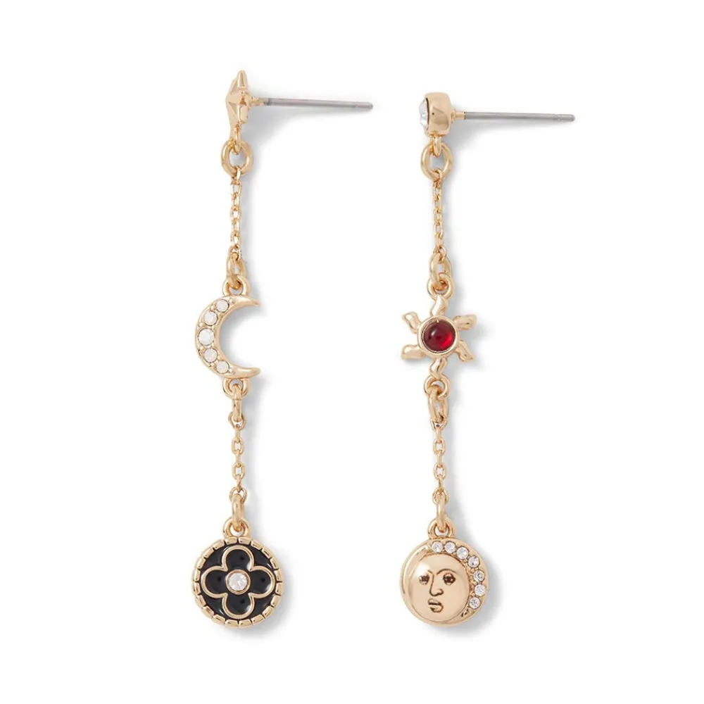 Moonface and Crescent Drop Earrings*The Met Store Cheap