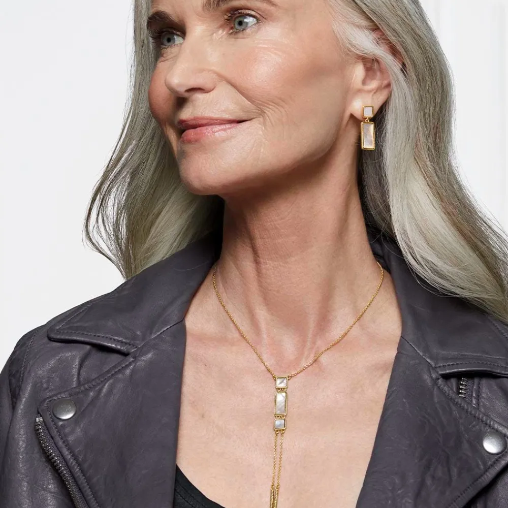 Mother-of-Pearl Tile Double-Drop Earrings*The Met Store Fashion