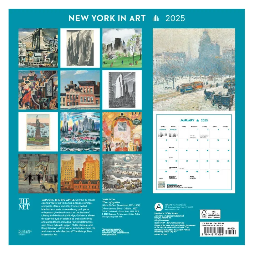 New York in Art Wall Calendar 2025*The Met Store Shop
