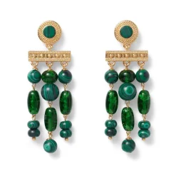 Roman Malachite Statement Necklace and Chandelier Earrings Set*The Met Store Online