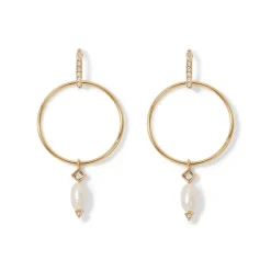 Royal Tudor Forward-Facing Hoop Earrings with Pearl Drops*The Met Store Clearance