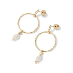 Royal Tudor Forward-Facing Hoop Earrings with Pearl Drops*The Met Store Clearance