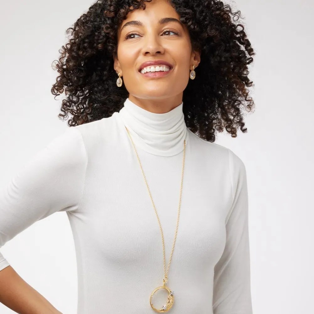 Spanish Day and Night Magnifier Pendant Necklace and Moon Drop Earrings Set*The Met Store Cheap