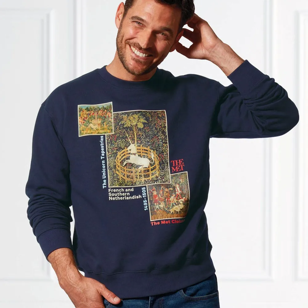 Unicorn Tapestries Crew Neck Sweatshirt*The Met Store Clearance