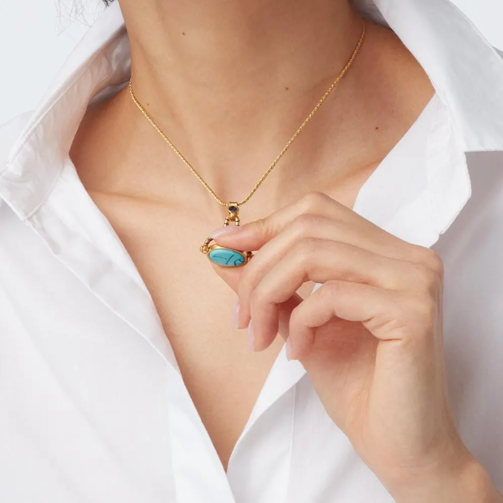 Wedjat Eye Scarab Spinning Pendant Necklace*The Met Store Best